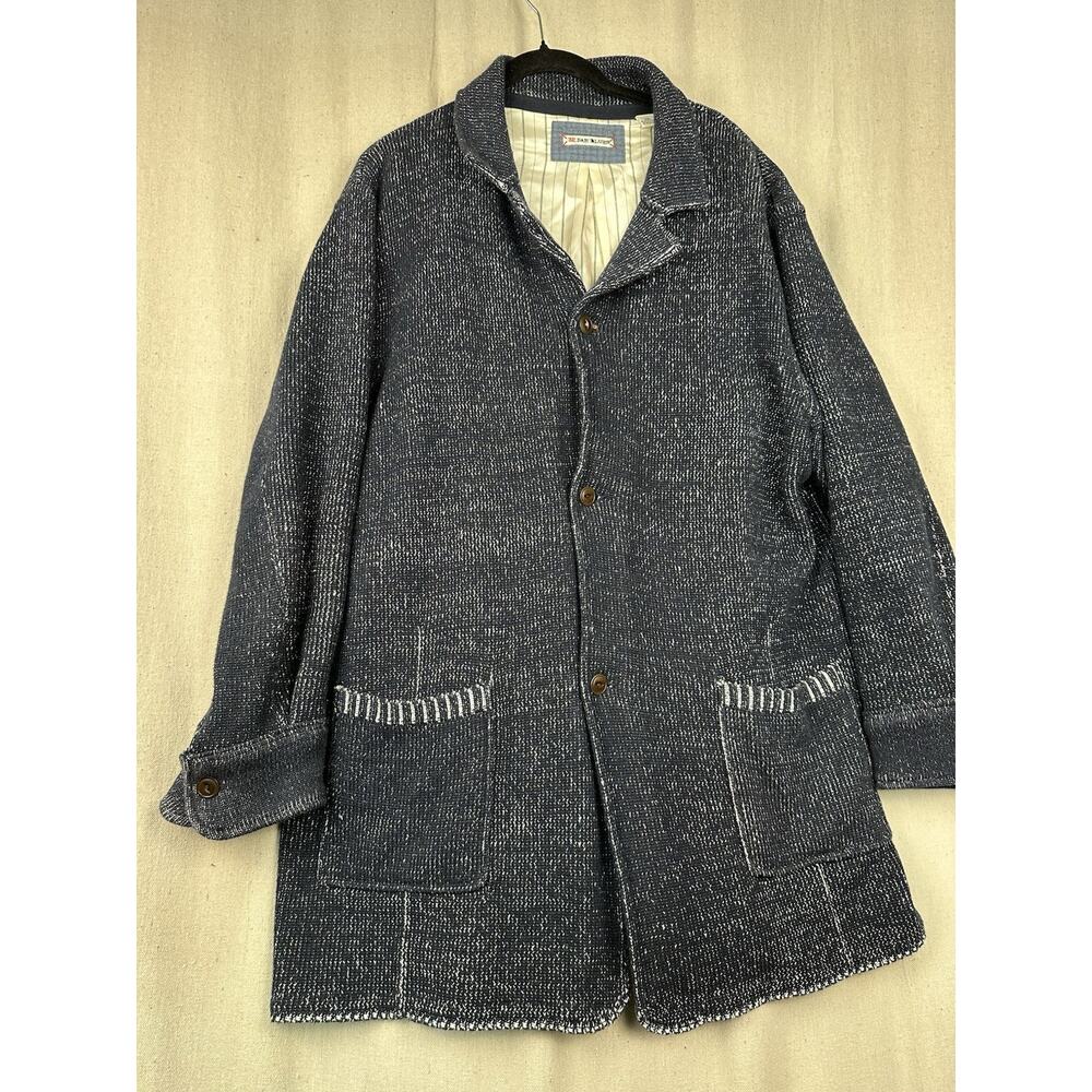 32 Bar Blues | Men's XXL Jacket Sweater Cotton Large Pockets Navy Blue Buttons